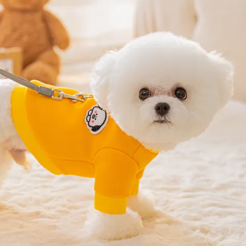 Pet Dog Hoodie Cute Cartoon Animal Warm Fleece Pullover Apparel With Traction Ring For Small Dogs And Cats
