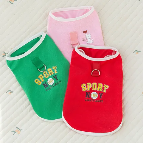 Summer Breathable Mesh Dog Vest Cute Sports Style Pet Tank Top Small Dogs Cats Apparel Clothes