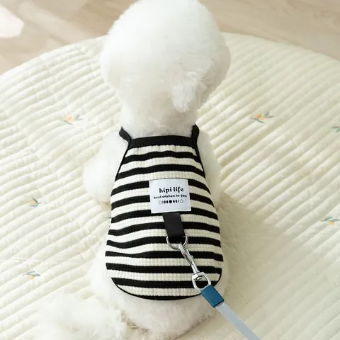 Summer Breathable Pet Dog Clothes Cute Striped Puppy Vest With D-Ring Small Dogs Cats Casual Apparel