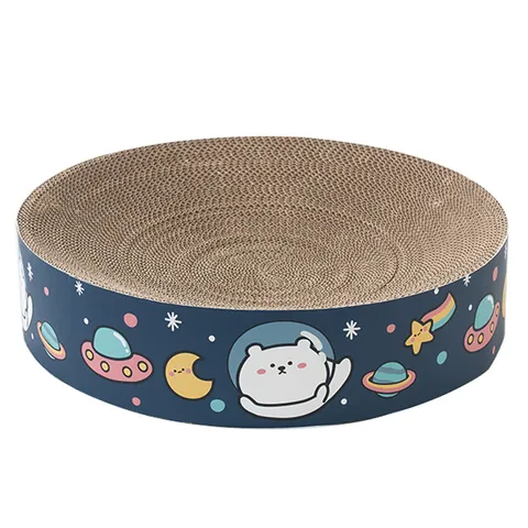 Corrugated Paper Cat Scratching Board Space Bear Print Wear-Resistant Cat Scratcher Pad Pet Furniture Protection Toy
