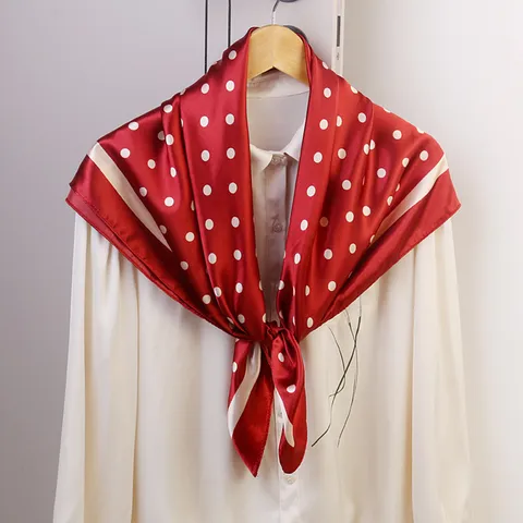 Women Satin Square Scarf Elegant Polka Dot Neck Scarf Lightweight Hair Scarf For Daily Commuting Headband