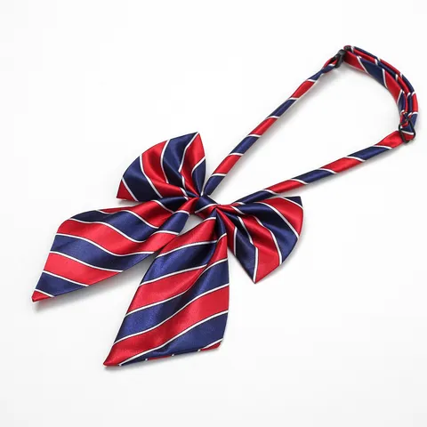 Kids School Uniform Bow Tie And Necktie Set Red Blue Striped Ribbon Bowknot For Students Party Costume Accessories