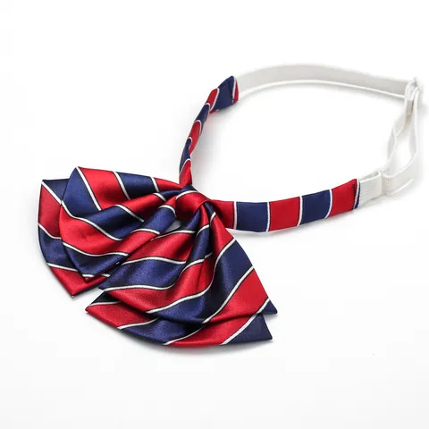 Kids School Uniform Bow Tie And Necktie Set Red Blue Striped Ribbon Bowknot For Students Party Costume Accessories