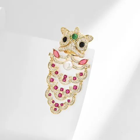 Broche de Danza del León de Estilo Chino Para Mujer Cobre Circonia Incrustada Pin De Lujo Perla de Agua Dulce Borla Broche Accesorios Joyería