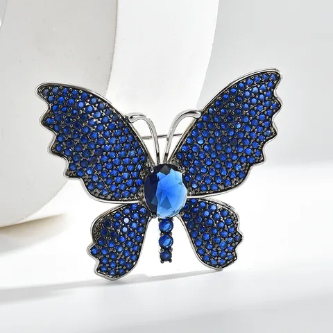 Broche de Mariposa de Diamantes de Imitación de Gama Alta Para Mujer Moda Pin Versátil Abrigo Cárdigan Corsage Accesorios Elegantes