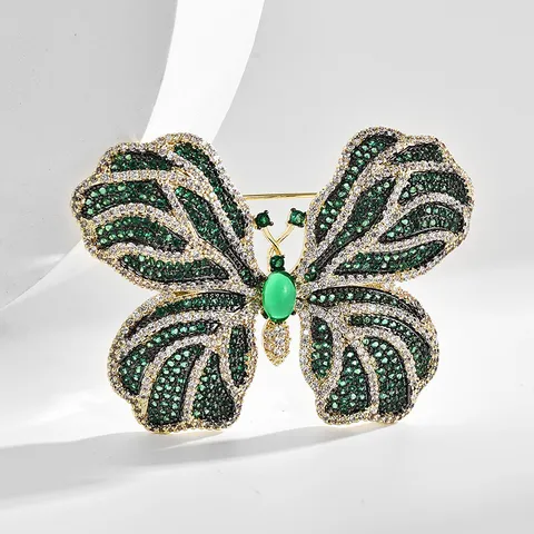 Broche de Mariposa Vintage de Palacio de Lujo Pin Cobre Incrustado Strass Elegante Abrigo Traje Joya Regalo Para Mujeres
