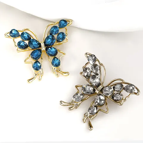 Broche de Mariposa de Cobre Zirconia de Lujo Elegante Diseño Animal Pin de Strass Joyería de Moda para Mujeres Accesorio de Ropa