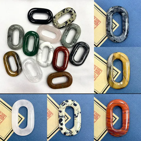 Naturstein O-Ring Anhänger Großes Loch Oval Schleife DIY Schmuck Halskette Zubehör