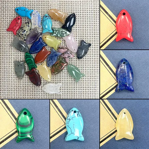 Natuursteen Vis Hanger Gepolijst Halfedelsteen Charms Voor DIY Sieraden Maken Kristal Agaat Visvormige Kralen