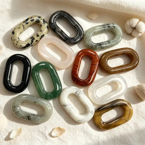Naturstein O-Ring Anhänger Großes Loch Oval Schleife DIY Schmuck Halskette Zubehör