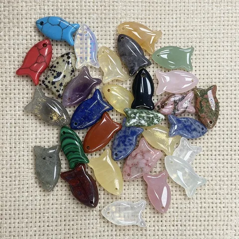 Natuursteen Vis Hanger Gepolijst Halfedelsteen Charms Voor DIY Sieraden Maken Kristal Agaat Visvormige Kralen