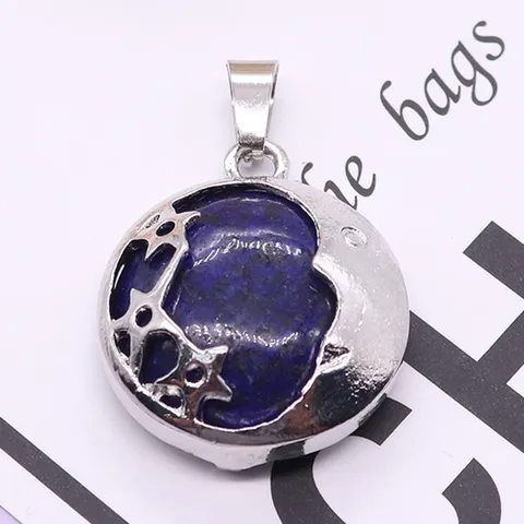 Pendentif Minimaliste en Alliage Étoile et Lune en Pierre Semi-Précieuse Accessoire de Bijoux DIY Femmes Mode Collier Charme Cadeau