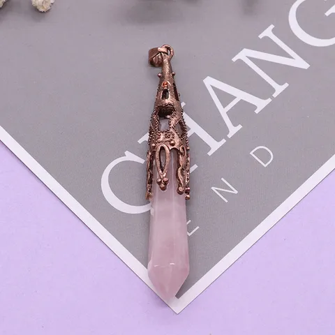Europäischer Retro Naturstein Sechseckiger Anhänger Halskette Kristall Pendel Yoga Heilung Schmuck Zubehör