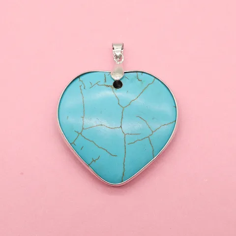 Natürlicher Türkis Anhänger Kupfer Galvanisiert DIY Halskette Schmuck Zubehör Herz Tropfen Runde Form Charme Schmuck Geschenk