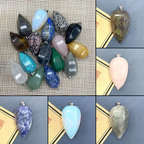Naturstein Anhänger Chili Tropfen Kristall Facettierter Rohstein Anhänger Ohne Kette Für Handgemachte DIY Handwerk Zubehör Schmuckherstellung Geschenk