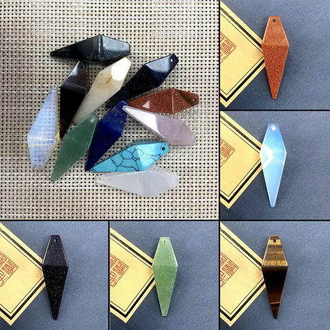 Natural Stone Octahedral Three Dimensional Diamond Pointed Cone Pendulum Pendant DIY Jewelry Accessories