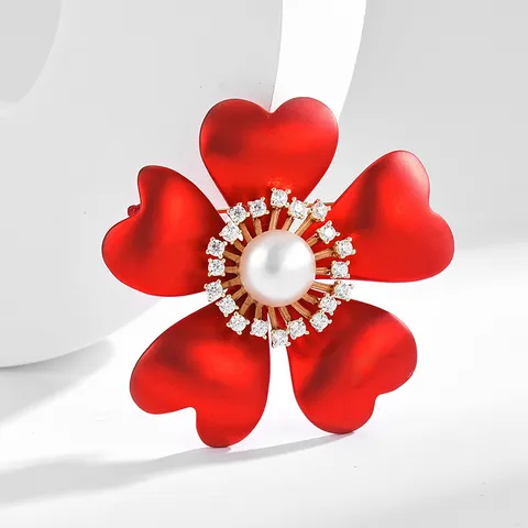 Exquisite Mattierte Farbige Glasur Blumen Brosche Natürliche Süßwasserperle Strass Anzug Korsage Cardigan Schmuck