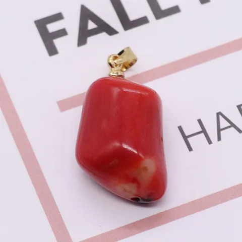 Synthetic Coral Irregular Pendant Charms Resin Tree Trunk Pendants For DIY Jewelry Making Accessories Red Coral Look Charms With Alloy Bail For Necklace Bracelet Crafting
