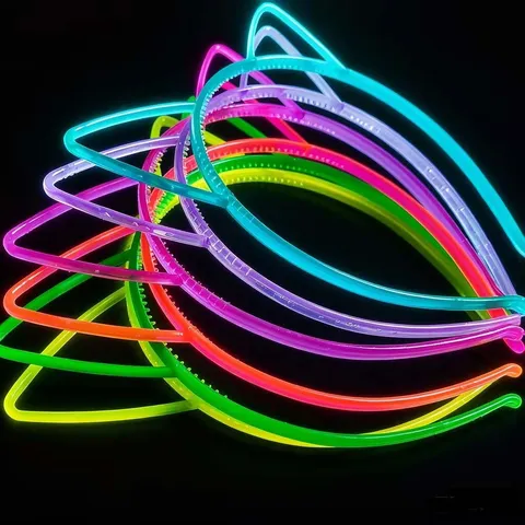 Leuchtendes Kunststoff Haarband Glow In The Dark Katzenohren Einhorn Krone Stirnband Mit Rutschfesten Zähnen Für Kinder Erwachsene Party