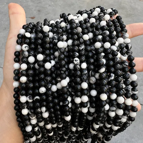 Natural Zebra Stone Round Loose Beads DIY Necklace Bracelet Earring Making Jewelry Findings Accessories