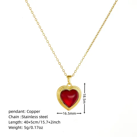 Fashion Stainless Steel Heart Pendant Necklace Women PVD Plated Geometric Rhinestone Choker Jewelry Gift