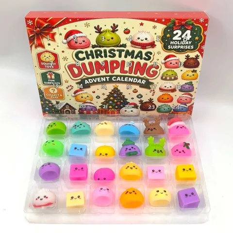 Calendario dell'Avvento di Natale Blind Box Giocattoli Squishy Regalo Antistress a Forma di Raviolo Set di Giocattoli Countdown per Bambini Adulti