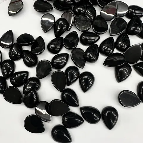 Natuurlijke Zwarte Agaat Cabochon Waterdruppel Peer Vorm Gepolijste Steen Voor Sieraden Maken Ring Oorbel Hanger DIY Materiaal Accessoires