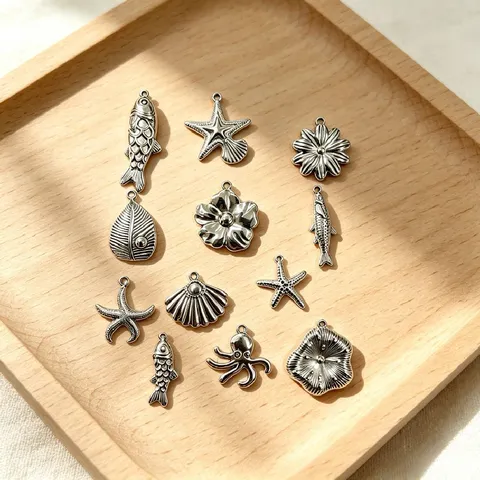 Edelstahl Ozean Serie Charms Seestern Fisch Blume Blatt Anhänger Für DIY Schmuckherstellung Armband Halskette Zubehör