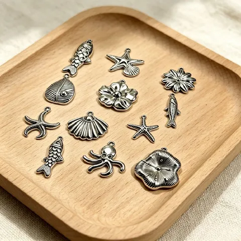Edelstahl Ozean Serie Charms Seestern Fisch Blume Blatt Anhänger Für DIY Schmuckherstellung Armband Halskette Zubehör
