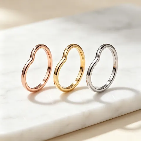 Bague en Acier Titane en Forme de Coeur Minimaliste pour Femme Bande Fine Polie Bague Empilable Simple Bijoux de Mode Géométriques Accessoire