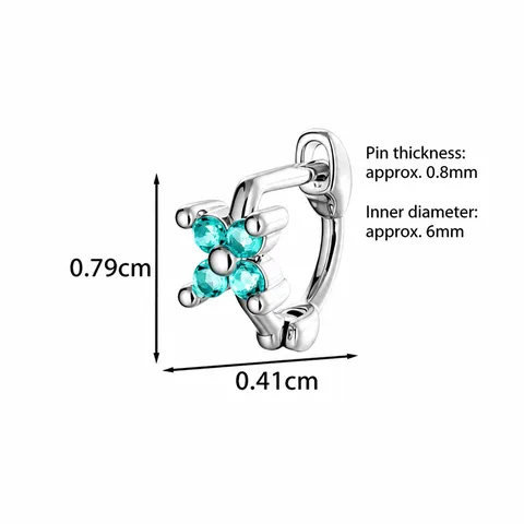 Vintage Copper Zirconia Four Petal Flower Hoop Earrings Small Retro Body Piercing Earrings For Women Men Daily Wear Jewelry