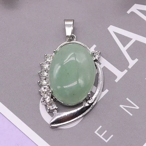 Oval Naturstein Legierung Anhänger Strass Kupfer Galvanisiert Halskette Charm DIY Schmuck Zubehör Für Damen Herren Handgemacht