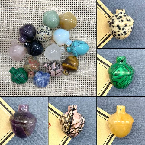 Colgante Solo (Sin Cadena) Piedra Natural Cristal Avellana Piña Forma Agujero Único Pulido Colgante Para Fai Da Te Collar Joyería Accesorios