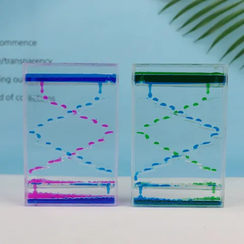 Creatief Vloeibare Beweging Bubbler Olielek Vloeistof Timer Bureau Speelgoed Plastic Acryl Sensorische Stressverlichting Zandloper Ornament