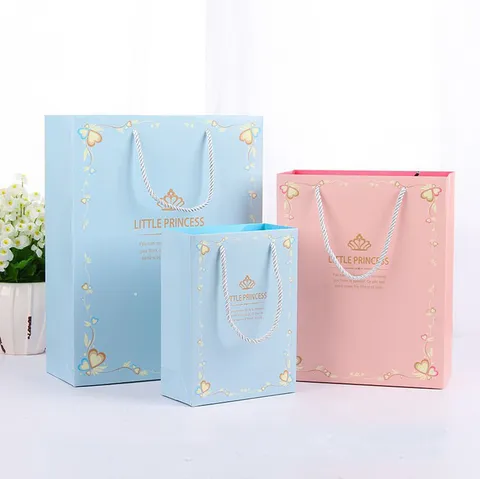 Creatieve Papieren Cadeauzakjes Schattige Kleine Prinses Kroon Patroon Winkeltassen Voor Kinderen Verjaardag Feestje Verpakking