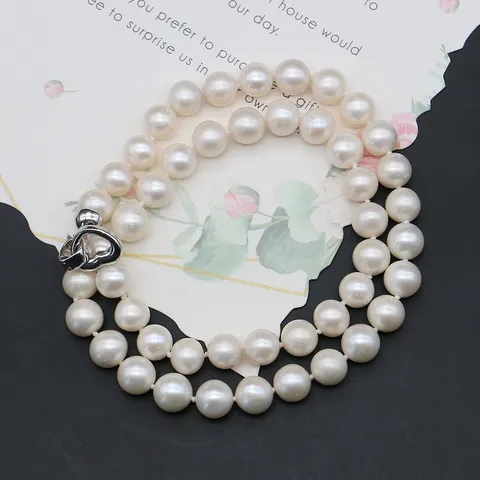 Elegante Natürliche Süßwasserperle Halskette Geometrische Mehrlagige Choker Doppelstöckige Pullover Kette Schmuck Für Frauen Vielseitig Geknotete Strang Kette Geschenk