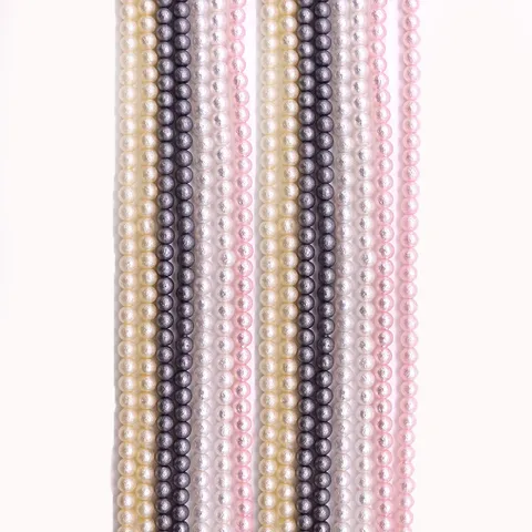 Baroque Style Glossy Baked Paint Round Glass Loose Beads Multicolor Round Artificial Pearl Beads For Handmade DIY Jewelry Craft Making Supply