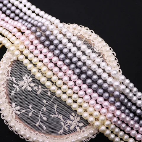 Baroque Style Glossy Baked Paint Round Glass Loose Beads Multicolor Round Artificial Pearl Beads For Handmade DIY Jewelry Craft Making Supply