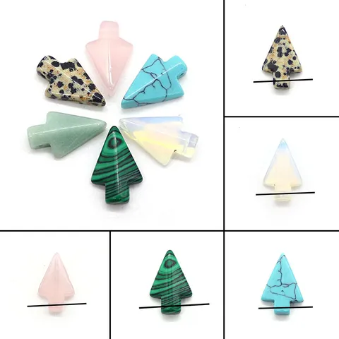 Natural Stone Arrowhead Shape Charms Cross Hole Spotted Stone Pendants DIY Necklace Accessories Jewelry Making Findings For Women Men