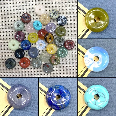 Naturstein Donut Anhänger Rund Kreis Ring Ping'an Kou Achat Kristall Charm Für DIY Halskette Schmuckherstellung Zubehör