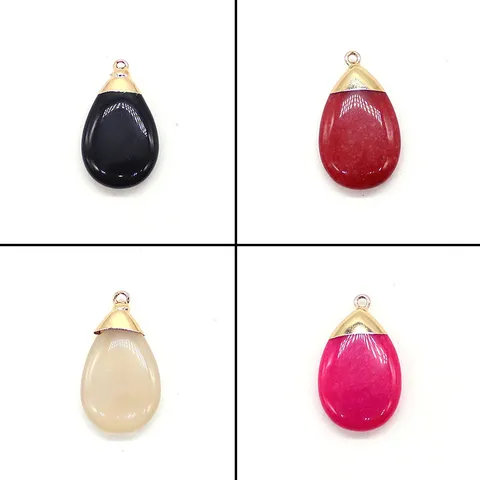 Natural Stone Teardrop Pendant Agate Water Drop Charm For DIY Necklace Jewelry Making Accessories Sweater Chain Charm Women Gift