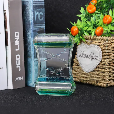 Dubbele Rij Glijbaan Vloeibare Olie Lek Zandloper Timer Acryl Transparant Zintuiglijke Decompressie Desktop Ornament Huisdecoratie
