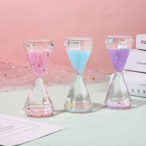 Creatieve Vloeibare Olie Zandloper Drijvende Glitter Acryl Desktop Ornament Liquid Motion Bubbler Speelgoed Cadeau