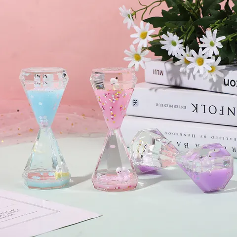 Creatieve Vloeibare Olie Zandloper Drijvende Glitter Acryl Desktop Ornament Liquid Motion Bubbler Speelgoed Cadeau