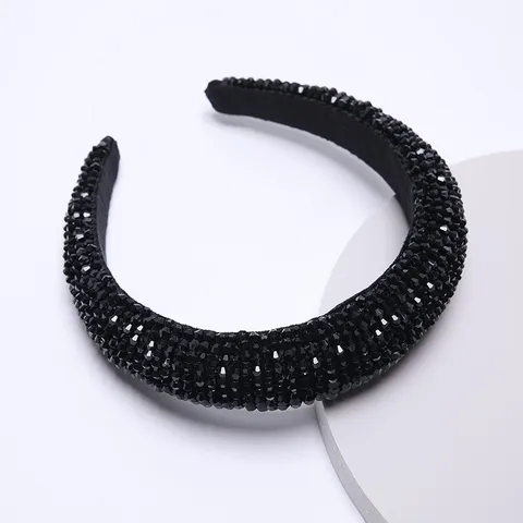 Baroque Padded Headband For Women Luxury Sparkling Rhinestone Artificial Crystal Wide Hairband Fashion Hair Accessories For Party Daily Wear