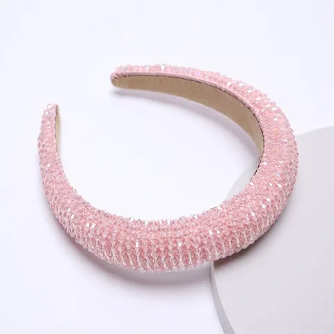 Baroque Padded Headband For Women Luxury Sparkling Rhinestone Artificial Crystal Wide Hairband Fashion Hair Accessories For Party Daily Wear