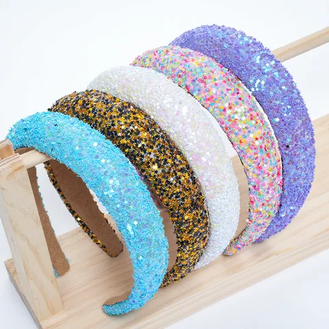 French Style Dreamy Star Sequin Headband For Women Girls Sweet Bling Sparkly Hair Hoop Accessories Party Hairband