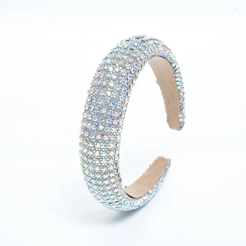 Women's European Style Rhinestone Pearl Headband Elegant Full Wrap Handmade Hair Band Fashion Party Hair Accessories