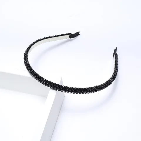 Elegant Woven Artificial Pearl Headband For Women Vintage Black White Beaded Hair Hoop Simple Versatile Hair Accessories