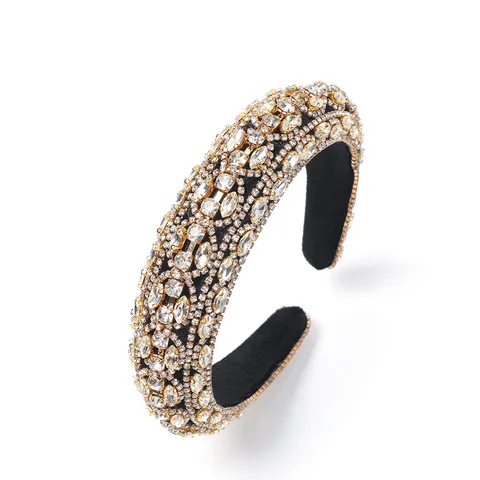 Luxus Strass Schwamm Stirnband Für Damen Heavy Craft Funkelnd Gepolstert Breitkrempig Haarband Mode Elegant Täglich Party Haarschmuck